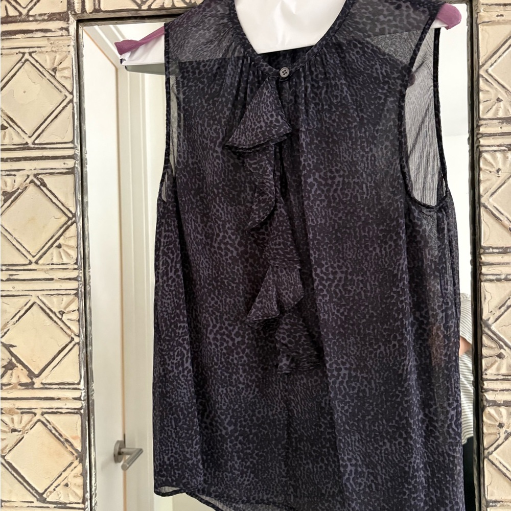 Theory Black and Gray Sleeveless Blouse